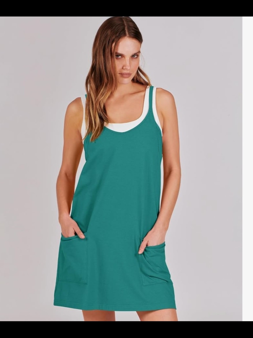 Teal Pocket Tank Dress With built In Shorts